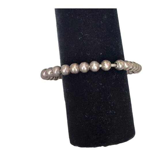 Vintage Mexico Ball Bead Sterling Silver 925 Beaded Bracelet Cuff 7.5" Modernist - Picture 3 of 7